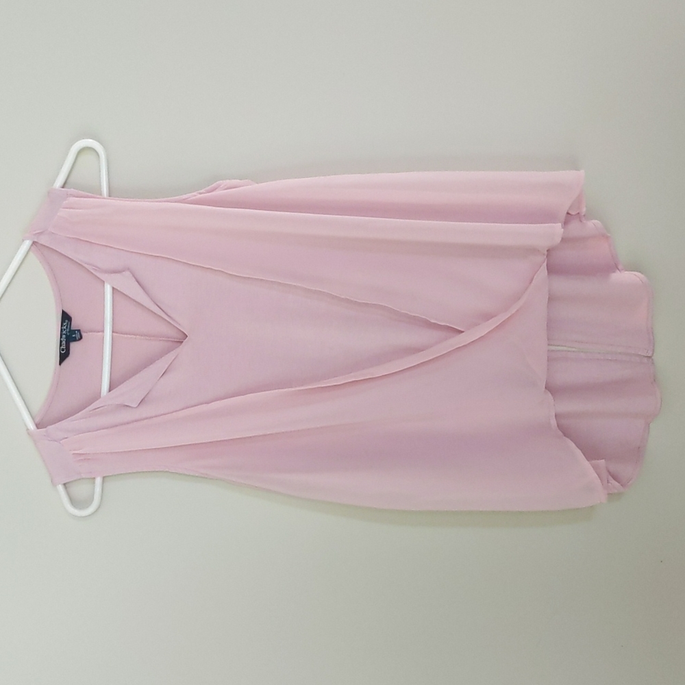 Chadwick's of Boston High Low Pleated Top S Dusty Rose